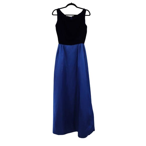 VIntage Blue Floor Length Velvet Taffeta Gown - Picture 1 of 3